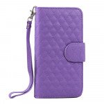 Wholesale Samsung Galaxy Note 4 Quilted Flip Leather Wallet Case w Stand and Strap (Purple)